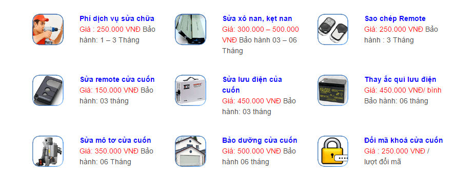 giá sửa chữa cửa cuốn đưa ra theo công ty niêm yết 